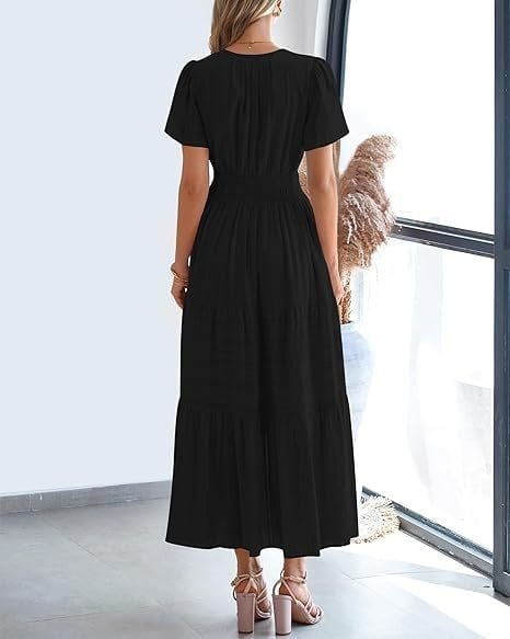 Needtoknit - Limited time offer🔥Women's Casual Spring Short Sleeve V Neck Maxi Dress