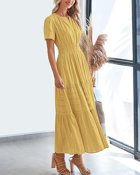 Needtoknit - Limited time offer🔥Women's Casual Spring Short Sleeve V Neck Maxi Dress