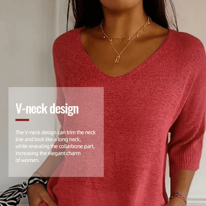 🔥Hot sale🔥- Spring Sale 49% OFF - Solid V-neck knitted top