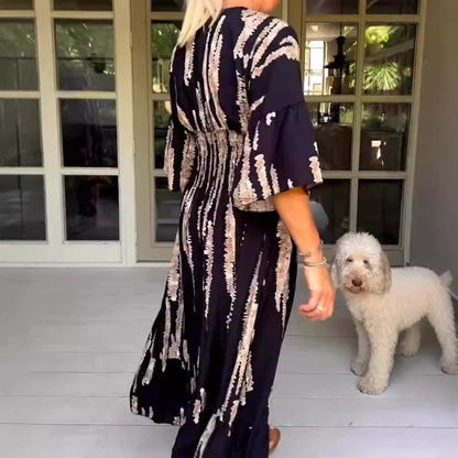 🔥Hot sale🔥- V-neck tie-dye print dress