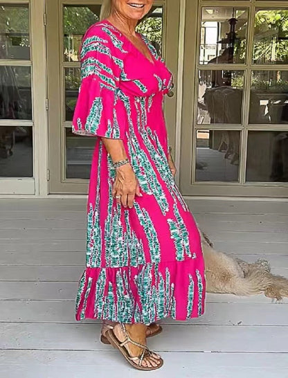 🔥Hot sale🔥- V-neck tie-dye print dress