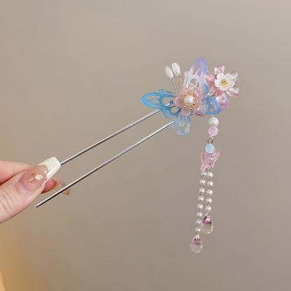 Antique tassel hairpin retro hairpin hair accessories(colorful butterfly)