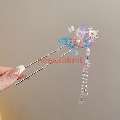 Antique tassel hairpin retro hairpin hair accessories(colorful butterfly)