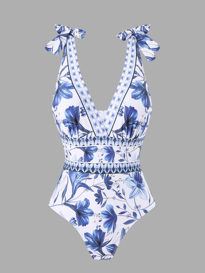 Needtoknit🔥Hot sale🔥 - blue and white porcelain swimsuit wrap skirt suits