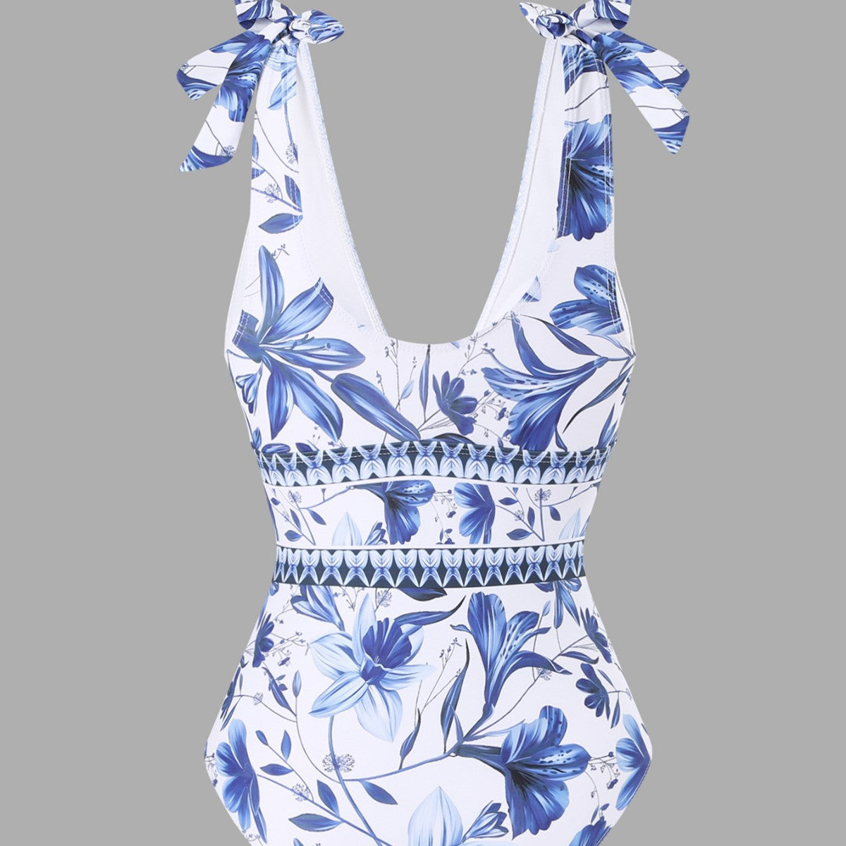 Needtoknit🔥Hot sale🔥 - blue and white porcelain swimsuit wrap skirt suits