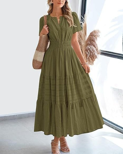 Needtoknit - Limited time offer🔥Women's Casual Spring Short Sleeve V Neck Maxi Dress