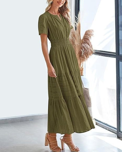 Needtoknit - Limited time offer🔥Women's Casual Spring Short Sleeve V Neck Maxi Dress