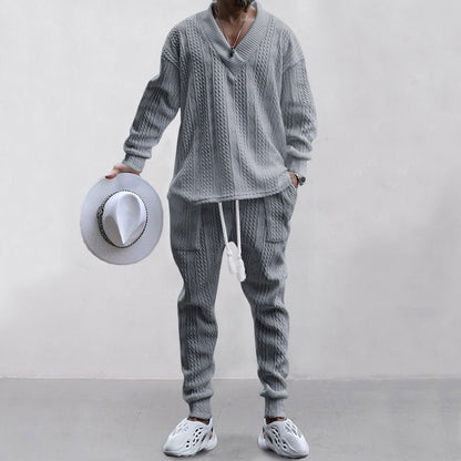 🔥Hot sale🔥- Men's 2-Piece V-Neck Baggy Sweatshirt & Joggers Set