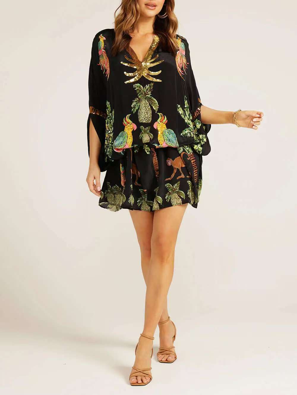 🔥Hot sale🔥- V-neck Printed Loose Fashion Dress