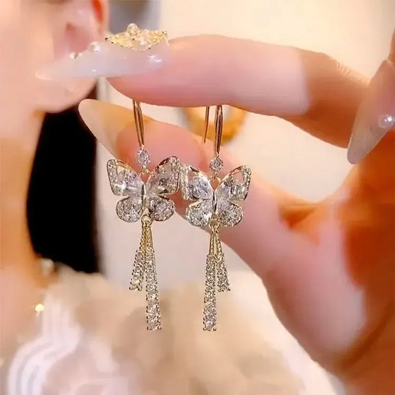 Needtoknit - Limited time offer🔥Crystal Butterfly Tassel Earrings