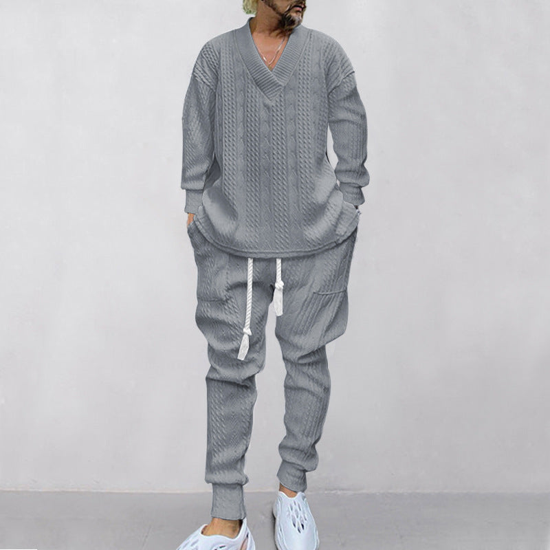 🔥Hot sale🔥- Men's 2-Piece V-Neck Baggy Sweatshirt & Joggers Set