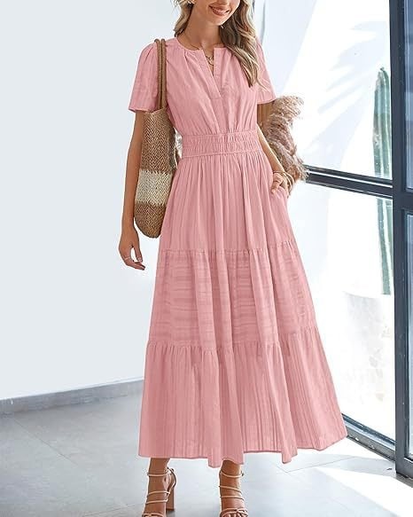Needtoknit - Limited time offer🔥Women's Casual Spring Short Sleeve V Neck Maxi Dress