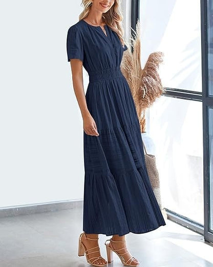 Needtoknit - Limited time offer🔥Women's Casual Spring Short Sleeve V Neck Maxi Dress