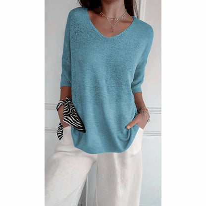 🔥Hot sale🔥- Spring Sale 49% OFF - Solid V-neck knitted top