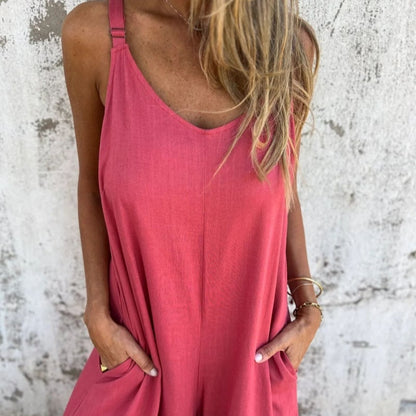 🔥Hot sale🔥- Casual Women's Jumpsuit with Pockets and Adjustable Straps