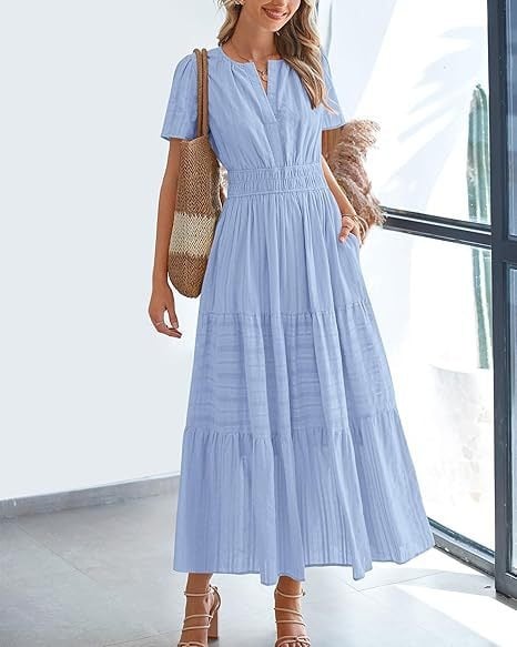 Needtoknit - Limited time offer🔥Women's Casual Spring Short Sleeve V Neck Maxi Dress