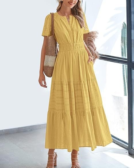 Needtoknit - Limited time offer🔥Women's Casual Spring Short Sleeve V Neck Maxi Dress