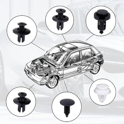 🔥Hot sale🔥-🔧100 PCS Car Clip Retainer Auto Fasteners Push Trim Bumper Plastic Rivets Clips Kit