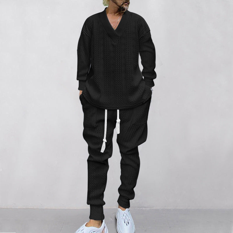 🔥Hot sale🔥- Men's 2-Piece V-Neck Baggy Sweatshirt & Joggers Set
